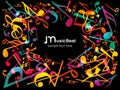 Colorful Music notes. Vector Illustration Abstract background. Royalty Free Stock Photo