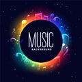 Colorful musical festival background with music notes design Royalty Free Stock Photo