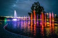 Colorful musical fountain in Warsaw Royalty Free Stock Photo