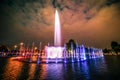 Colorful musical fountain in Warsaw Royalty Free Stock Photo