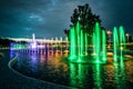 Colorful musical fountain in Warsaw Royalty Free Stock Photo