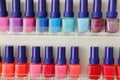 Colorful nail polish bottles Royalty Free Stock Photo