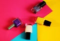 Colorful nail polish bottles Royalty Free Stock Photo