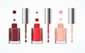 Colorful Nail Polish Open Bottle Set. Vector