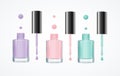 Colorful Nail Polish Open Bottle Set. Vector