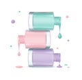 Colorful Nail Polish Set Dripping. Vector