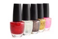 Colorful nail polish set on white background isolated Royalty Free Stock Photo