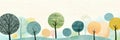 Colorful naive art style landscape with trees and ample copy space for adding text. Generative AI