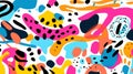 Colorful naive marks and vibrant lines on summer sketch wallpaper for a playful pattern background
