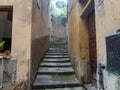 Colorful narrow streets in the medieval town of Massa Marittima in Tuscany - 3 Royalty Free Stock Photo