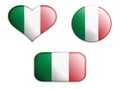 colorful national art flag of italy figures bottoms on a white background . concept collage. 3d illustration