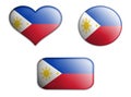colorful national art flag of philippines figures bottoms on a white background . concept collage. 3d illustration