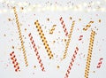 Colorful naturalistic confetti with sparkles and stars. Vector illustration