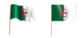 Colorful naturalistic waving flag of the Algerian People`s Democratic Republic. Vector Illustration