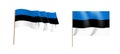 Colorful naturalistic waving flag of the country Estonia. Vector Illustration