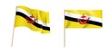 Colorful naturalistic waving flag of Nation of Brunei, the Abode of Peace. Vector Illustration. EPS10