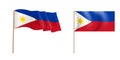 Colorful naturalistic waving flag of Republic of Philippines. Vector Illustration. EPS10