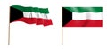 colorful naturalistic waving flag of the State of Kuwait. Vector Illustration