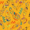 Colorful navajo pattern with feathers Royalty Free Stock Photo