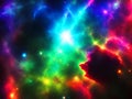 Colorful nebula. Deep space. Bright star. Beautiful fantasy multicolor universe. Dust clouds. Outer space background with vibrant Royalty Free Stock Photo