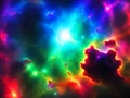 Colorful nebula. Deep space. Bright star. Beautiful fantasy multicolor universe. Dust clouds. Outer space background with vibrant Royalty Free Stock Photo