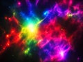 Colorful nebula. Deep space. Bright stars. Beautiful fantasy multicolor universe. Outer space background with vibrant nebula, Royalty Free Stock Photo