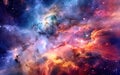 Colorful nebula in endless space with lots of stars