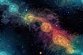 Colorful nebula and stars in deep space. Abstract background. Generative AI Royalty Free Stock Photo