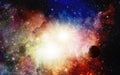 Colorful Nebulae and supernova with planets
