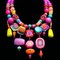 Colorful necklace on black background
