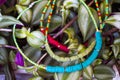 Colorful necklace and bracelet mix, beads and stone necklace, jewelry Royalty Free Stock Photo