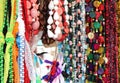 Colorful necklaces with decorative beads Royalty Free Stock Photo