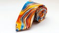 A colorful necktie on a white surface Royalty Free Stock Photo