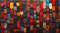 Colorful neckties arranged on a wall Royalty Free Stock Photo