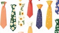 Colorful neckties with floral and geometric patterns Royalty Free Stock Photo