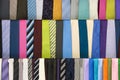 Colorful neckties hanging