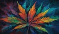 Colorful Neo-Abstract Realism Leaf Painting for Invitations and Posters.