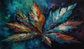 Colorful Neo-Abstract Realism Leaf Painting for Posters and Web.