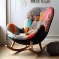 Colorful Neocubism Rocking Chair With Comfortable Fabric