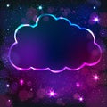 Colorful neon cloud frame on a dark star background