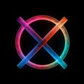 a colorful neon cross on a black background