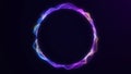 Colorful neon digital circle with flowing gradient lines forming abstract motion ring. Futuristic geometry symbolizing data flow, Royalty Free Stock Photo