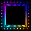 Colorful neon frame on a dark background, abstract illust