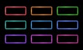 Colorful neon frame set. 1980s square shape signs. Royalty Free Stock Photo