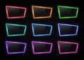 Colorful neon frame set on transparent background. Royalty Free Stock Photo