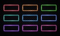 Colorful neon frames set. Rectangle backgrounds. Royalty Free Stock Photo