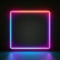 Colorful neon gradient glowing square on back background, ai generated Royalty Free Stock Photo