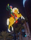 The colorful neon horse and rider sign from the former Hacienda Hotel greets visitors to the Fremont Street Experience in Las