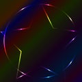 Colorful neon laser pentagram, multicolor dark background