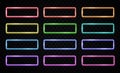 Colorful neon light frames set on dark background. Royalty Free Stock Photo